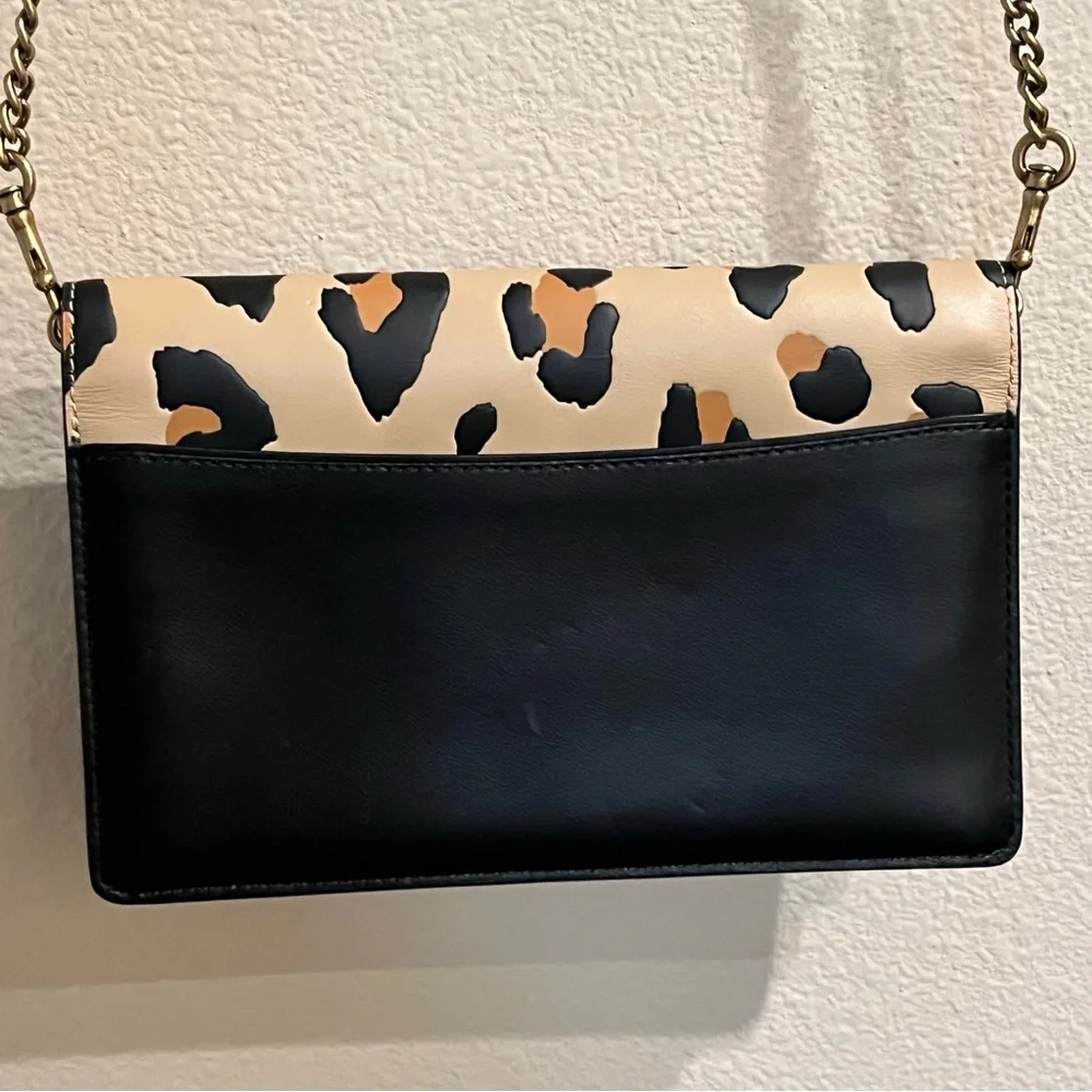 Coach Callie Foldover‎ Chain Clutch Leopard Print